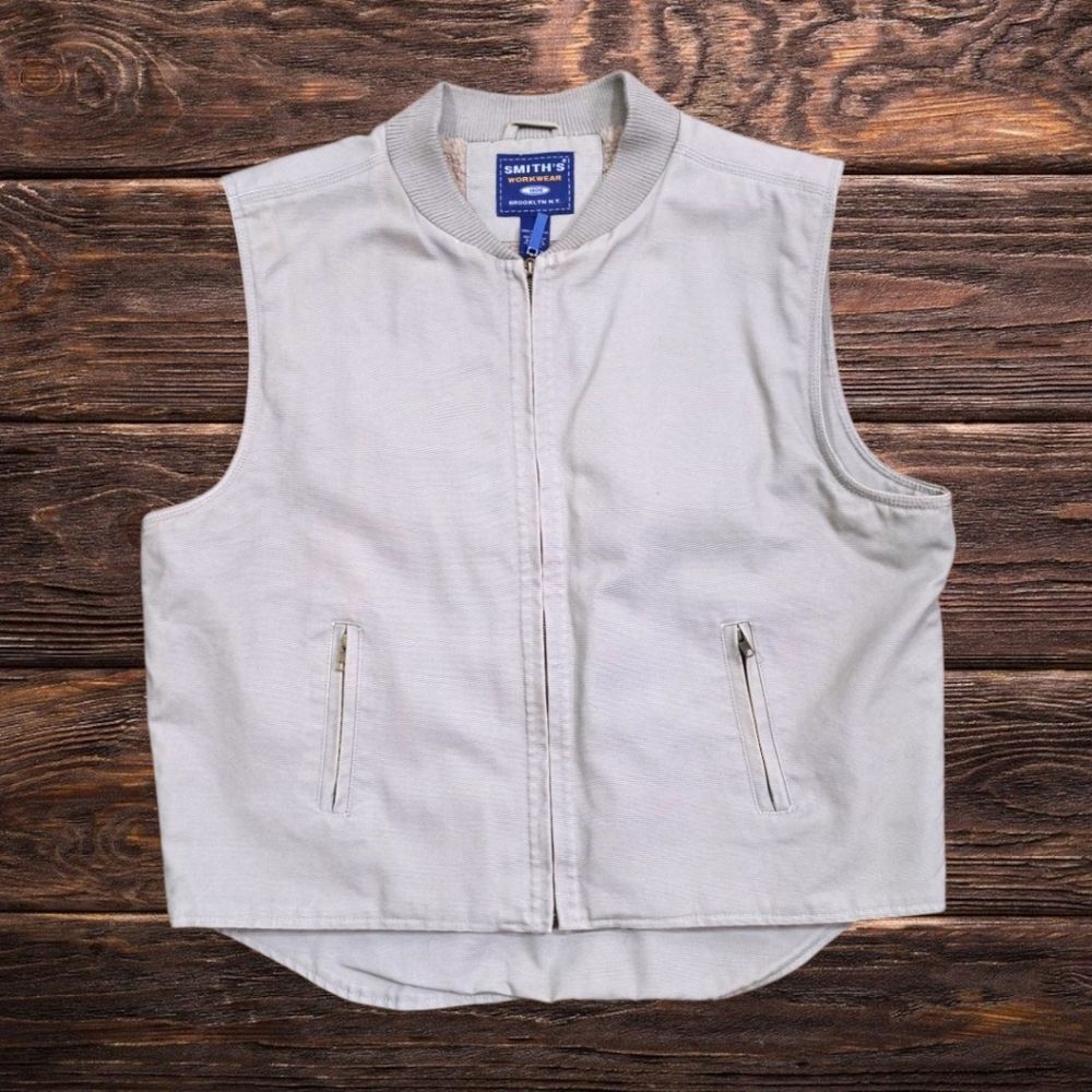 SMITHS WORKWEAR SHERPA LINED CANVAS VEST JACKET